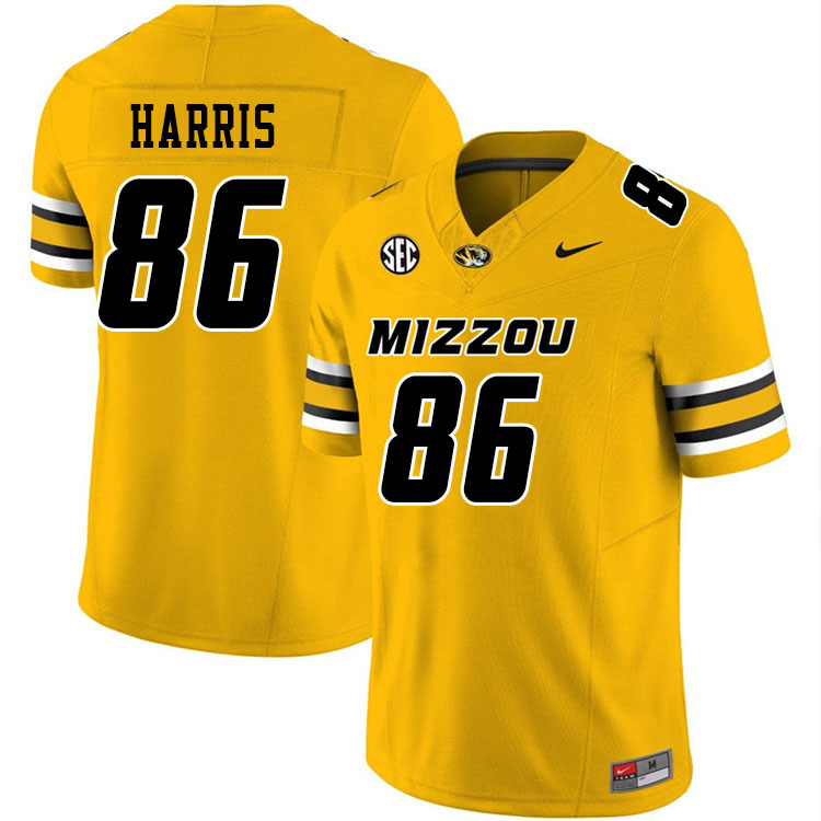 Men #86 Jordon Harris Missouri Tigers College Football Jerseys Stitched-Gold